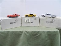 (3) Danbury Mint Cars - 1963 Chevy Corvette,