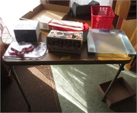 Massager, scales, steamer, card table, misc.