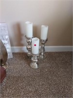 Set of 3 battery candles &stands