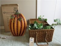 Home Interiors Pumpkin - Wicker Basket with Ivy
