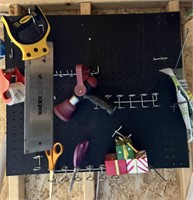 Metal Pegboard W Saw Tools Etc