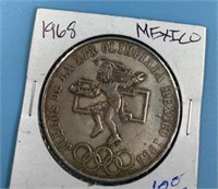 Mexican silver coin:  25 peso 1968