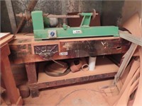 Vintage Hardwood Table with Sawn No. 10 Vice