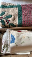 HAND EMBROIDERED LINENS & SNOWMAN THROW