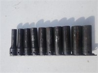 Set of Snap-On metric deep well socket 10mm-19mm.