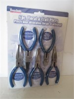 NEW 5 PC FLORAL AND CRAFT PLIERS