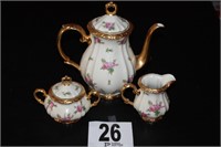 Porcelain Teapot, Cream & Sugar by Bareuther