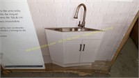 S.S. Utility Sink & Faucet, 21.4X24.1in (DAMAGED)