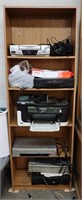 Wood Shelf w/ Printer, VHS & DVD Players++