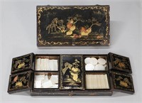 Chinese Loo Chip Set in Lacquer Box