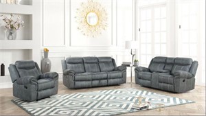 HH79997 Andres Grey 3pc Reclining Living Room Set