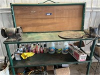 Metal Worktable with Vice & Bench Grinder mounted