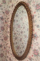 Ornate Gold Framed Oval Wall Mirror 20x35"