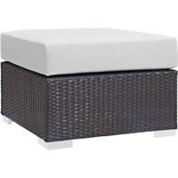 Convene Outdoor Patio Fabric Ottoman in Espresso