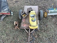 HOMEMADE METAL PULL BEHIND CART, PLASTIC SPRAYER