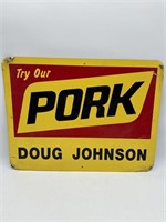Metal pork association sign