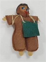 Vintage Hand Made Wood Head Pilot Doll