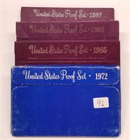 1972, ’85, (2) ’87 Proof Sets