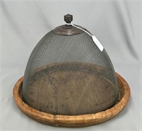 Round wooden tray w/cheese cover / fly screen