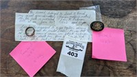 Civil War Memorabilia 10Kt ring & 14kt Brooch
