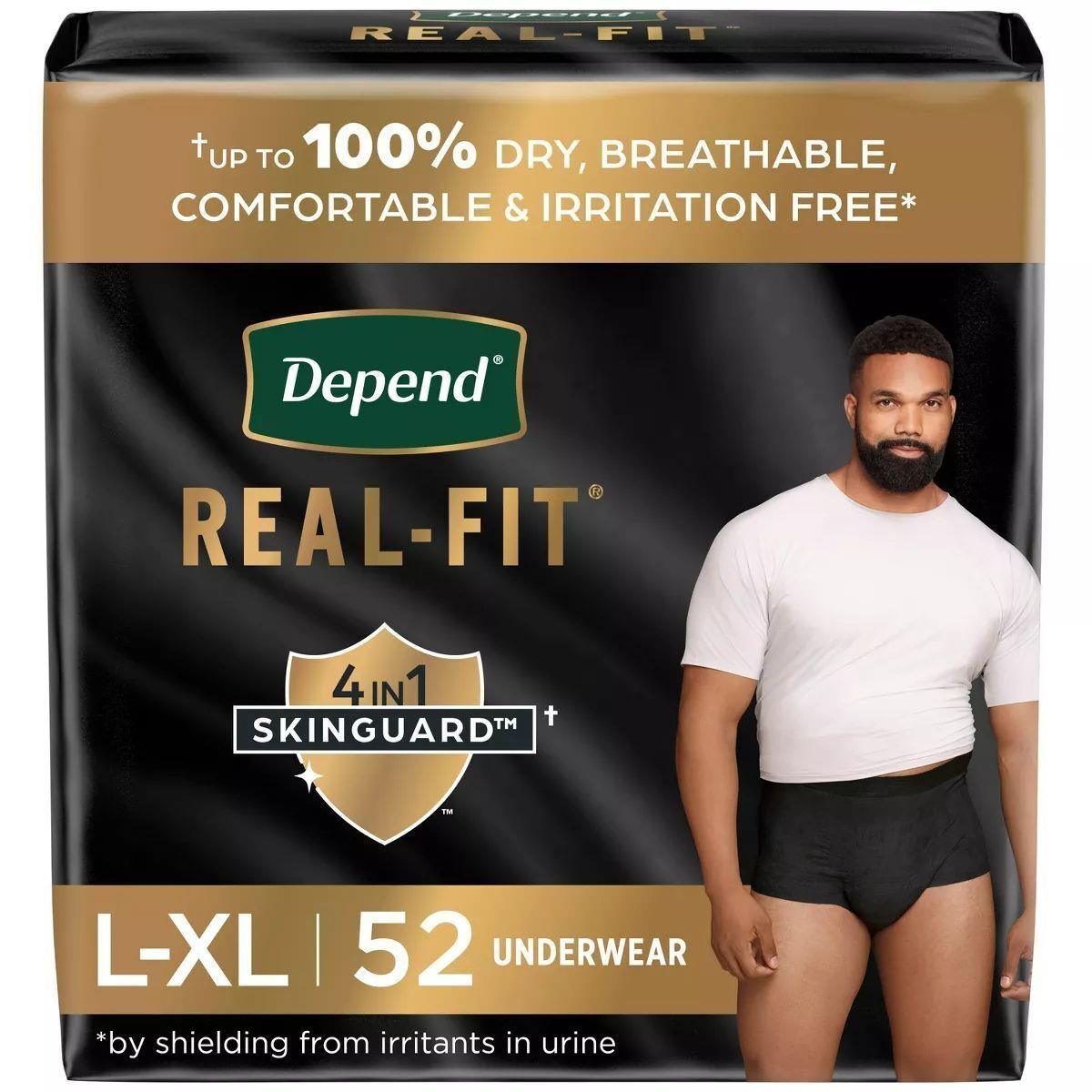 52 ct Mens Depend Real Fit Incontinence Underwear