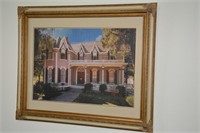 Two Framed Prints and Framed Puzzle of House