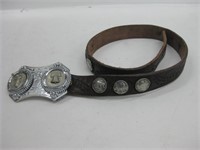 Western Faux Coin & Leather Belt