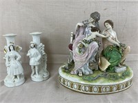 German Porcelain Statuary and Candlesticks