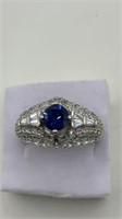 Sterling Sapphire Statement Ring Size 8
