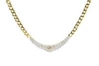 14K GOLD AND DIAMOND CURB LINK CHAIN NECKLACE, 46g