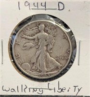 1944D silver walking liberty half dollar