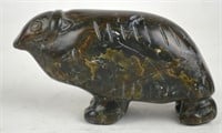 INUIT CARVED STONE MUSK OX SCULPTURE SIGNED