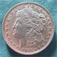 1921-D U.S. MORGAN SILVER DOLLAR COIN