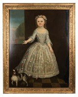 Primitive Oil of Girl and Dog