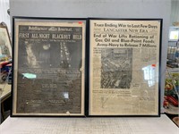 (2) Framed WWII Era Newspapers
