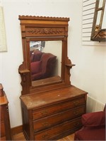 Eastlake Victorian two-piece dresser with mirror