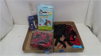 2 flats of dog straps and supplies