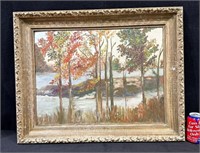 Vintage Fall Autumnal Landscape Painting