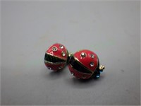 Small ladybug earrings post style