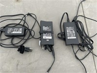 3 Assorted AC adapters  1 HP and 2 Dells