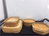 Lot of 20 Vintage Bamboo Serving Tray
