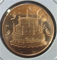 1 oz fine copper coin Happy birthday!