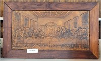 WOOD FRAMED WITH BRONZE-COLORED LAST SUPPER
