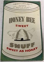Honey Bee Sweet Snuff metal sign