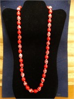 Red & White Beaded Necklace