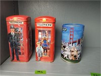 Three Tin Piggy Banks