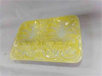 Vintage Yellow & White Swirl Double Ashtray