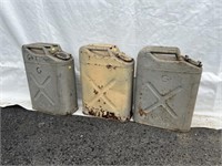 (3) Metal Military Fuel Cans