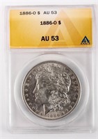 Coin 1886-O Morgan Silver Dollar ANACS AU53