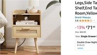 Nightstand,Bedside Table with PE Rattan DecoR